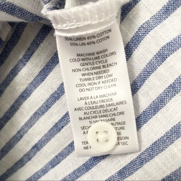 NWT beachlunchlounge Blue/White Striped Linen Blend Smocked Tank Top - Picture 9 of 10